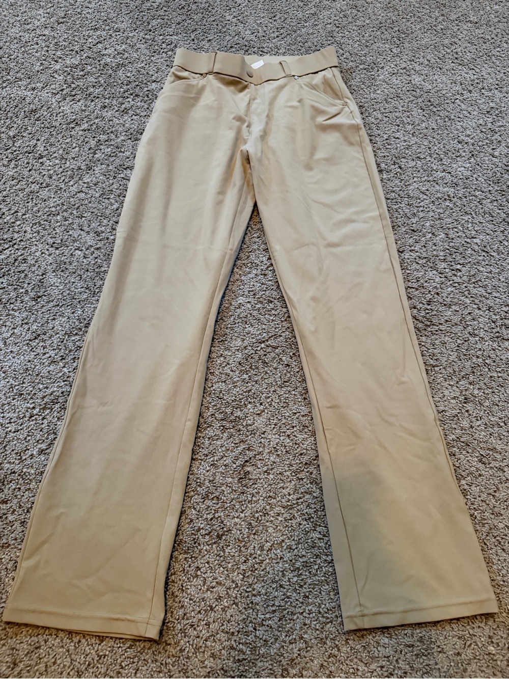 Beige Straight-Leg Pants